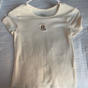 Cream Baby tee with cute cowboy boots Patch